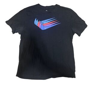 Nike Men's Black Tee with Blue and Red Graphic